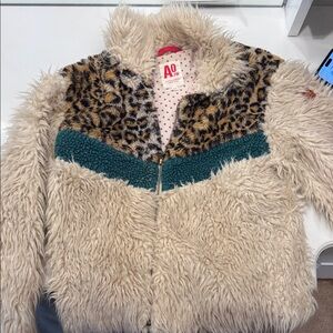 Stylish Kids Furry Jacket with Leopard Print